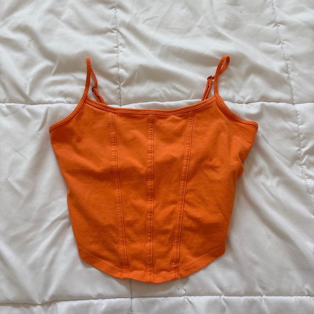 Hollister Orange Corset Seam Cami Tank Top Small Must-Have Collection Beachy